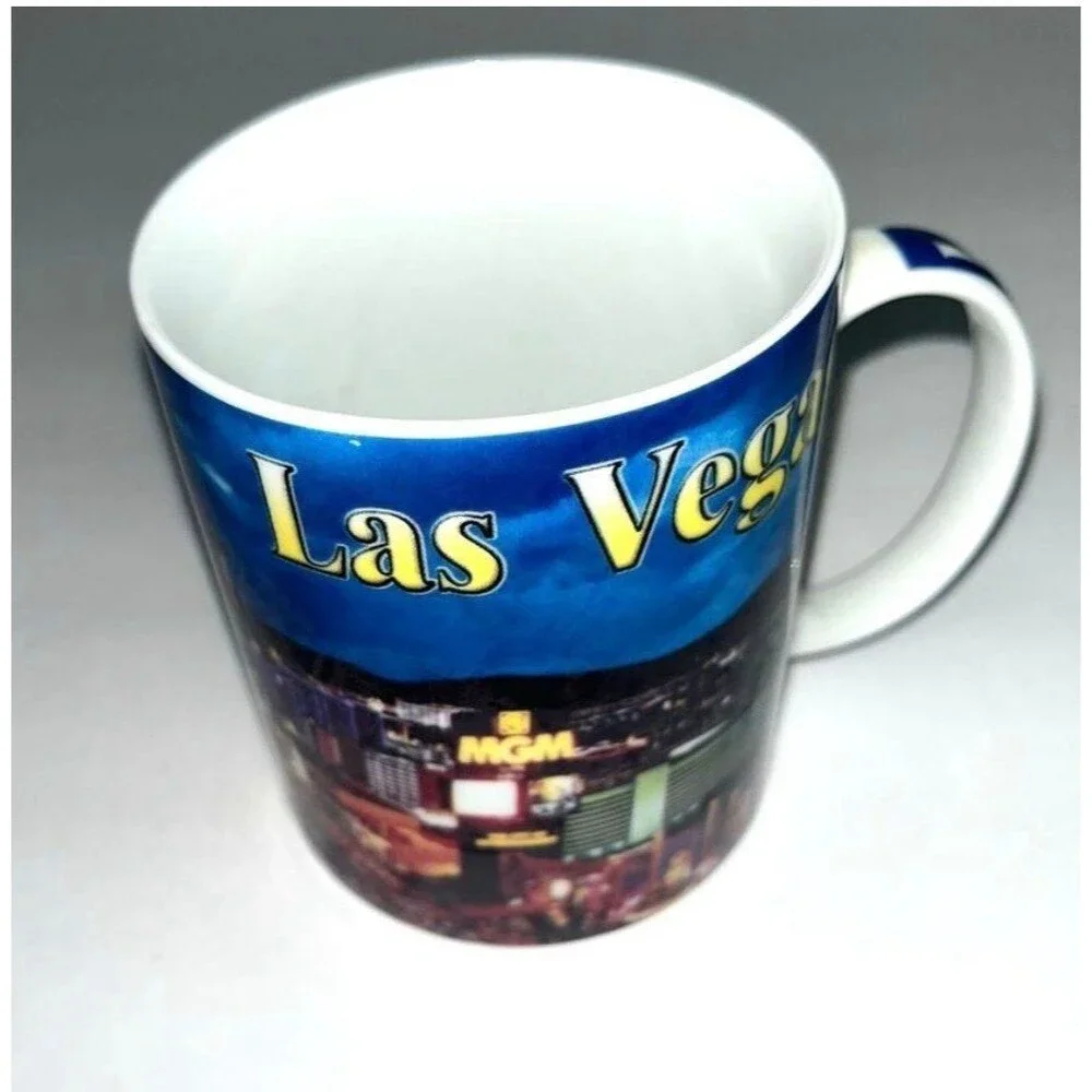 Las Vegas Skyline Ceramic Coffee Mug MGM Grand Casino Souvenir Travel Cup